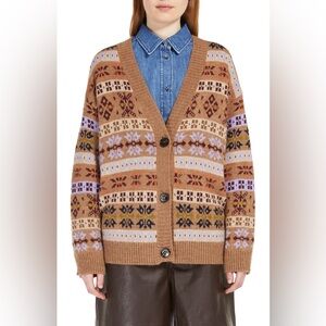 NWT Weekend Max Mara Eccelso Jacquard Alpaca & Wool Blend Cardigan